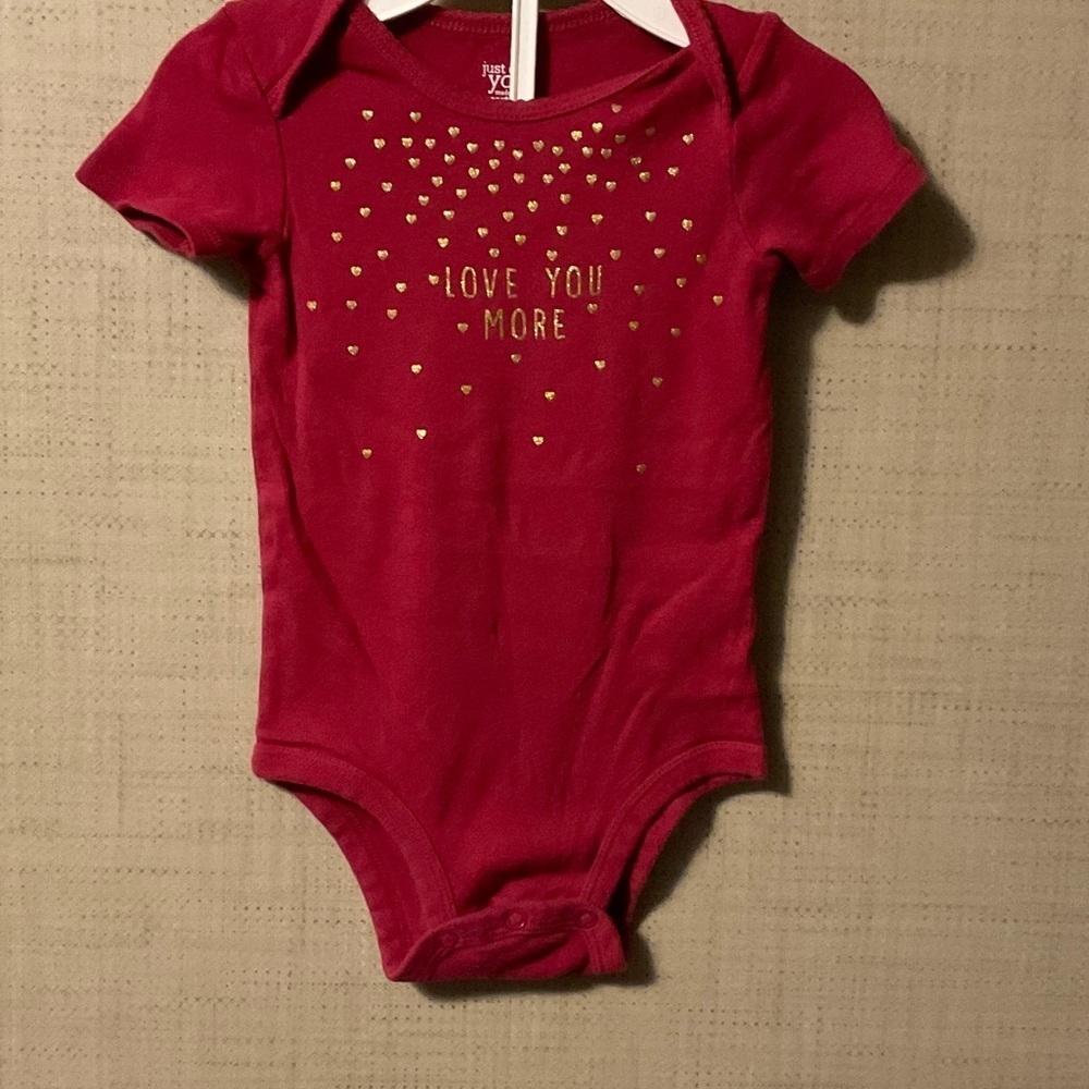 Charming Red Bodysuit with Gold Heart Accents